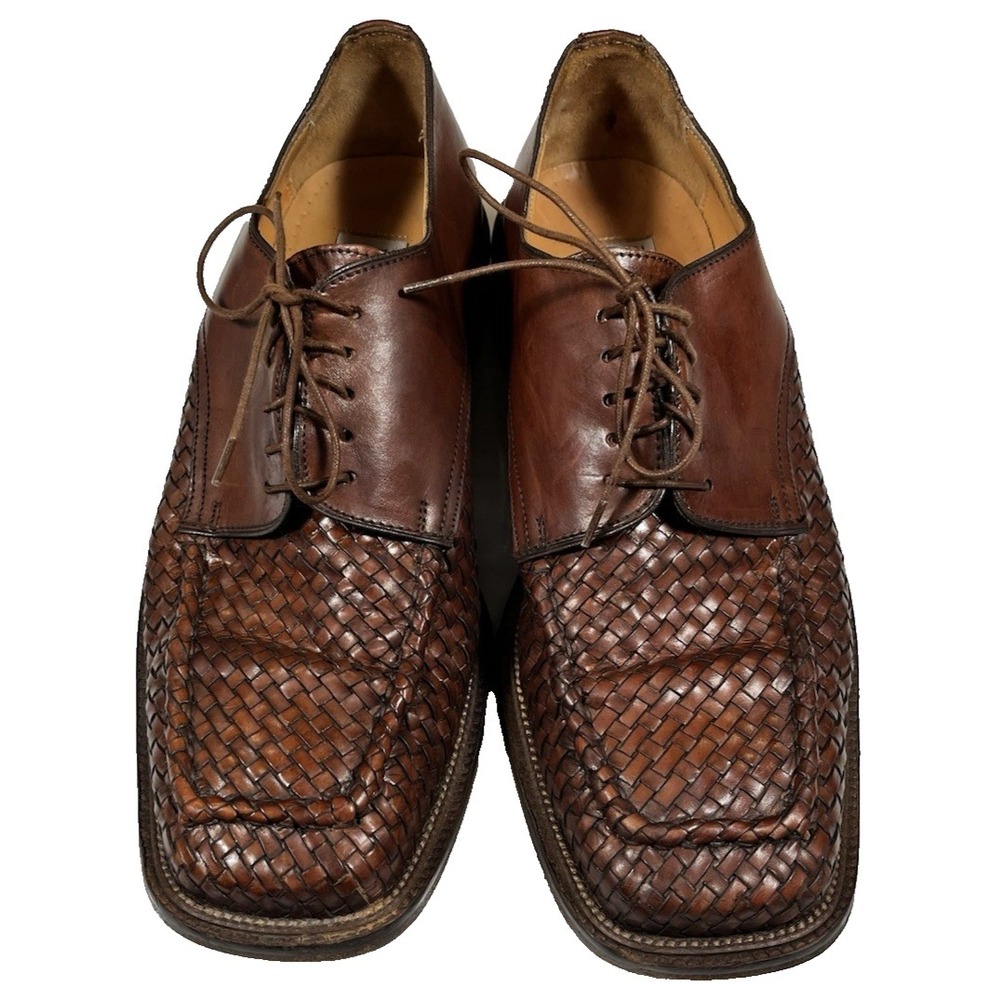Men's Mercanti Fiorentini Oxfords Dress Shoes Size 8 1/2 M Brown Woven Leather